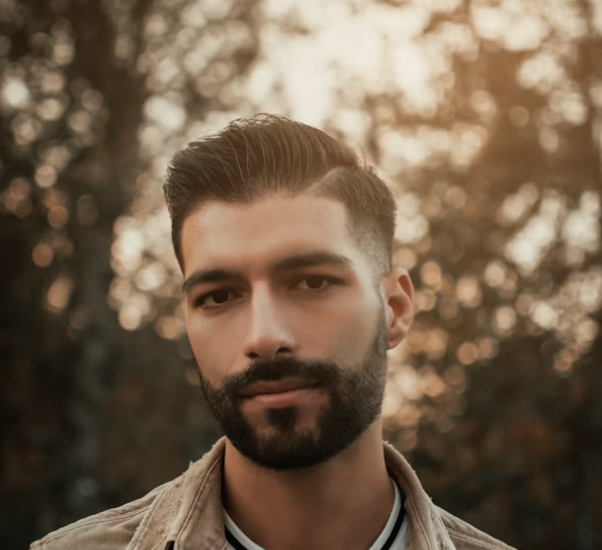 Bearded man outdoor nature portrait